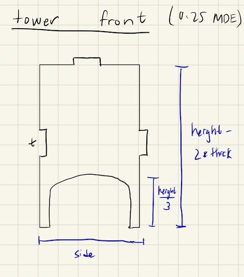 Sketch of tower's front wall