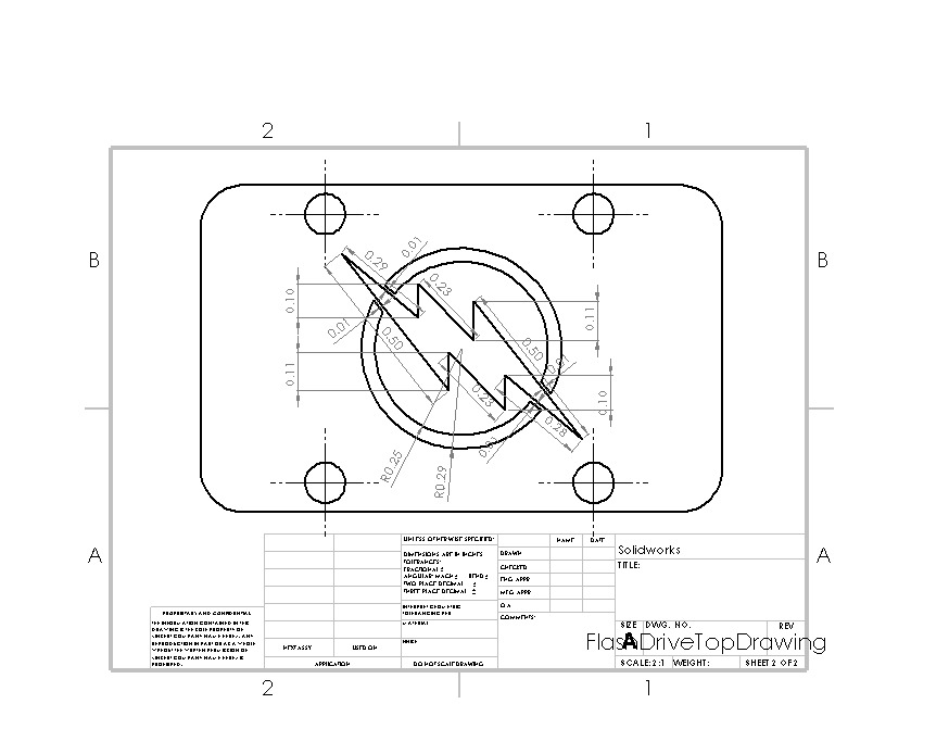 Solidworks drawing of flash drive top