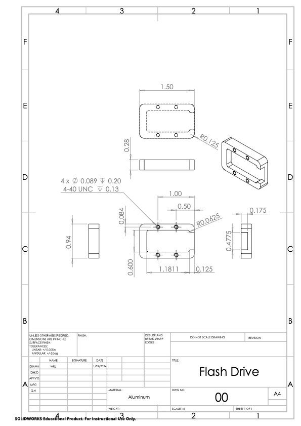 Solidworks drawing of flash drive bottom