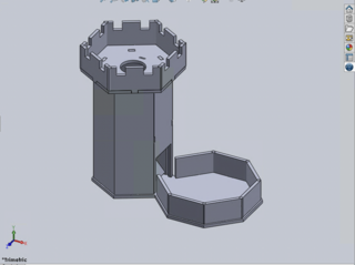 CAD model of dice tower